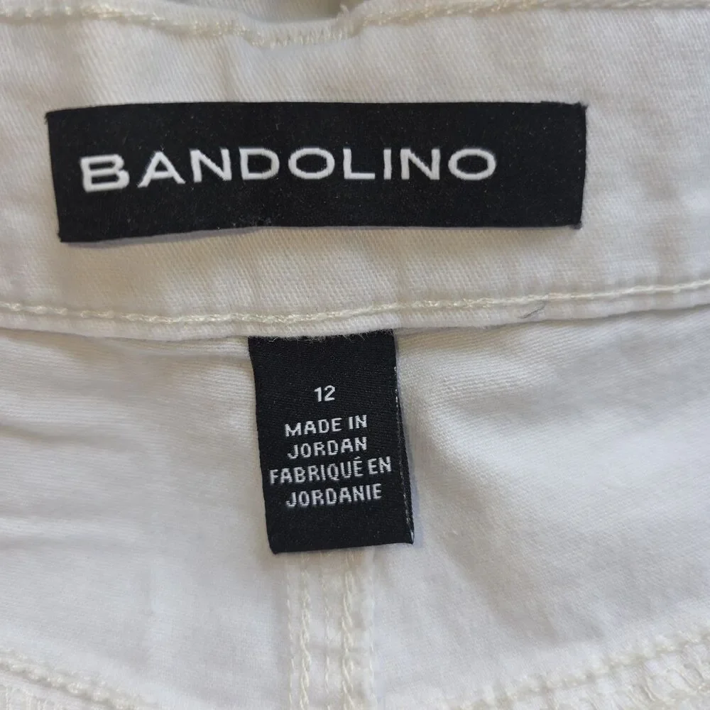 Bandolino Bermuda Shorts Womens 12 White High Rise Stretch Utility Patch Pocket